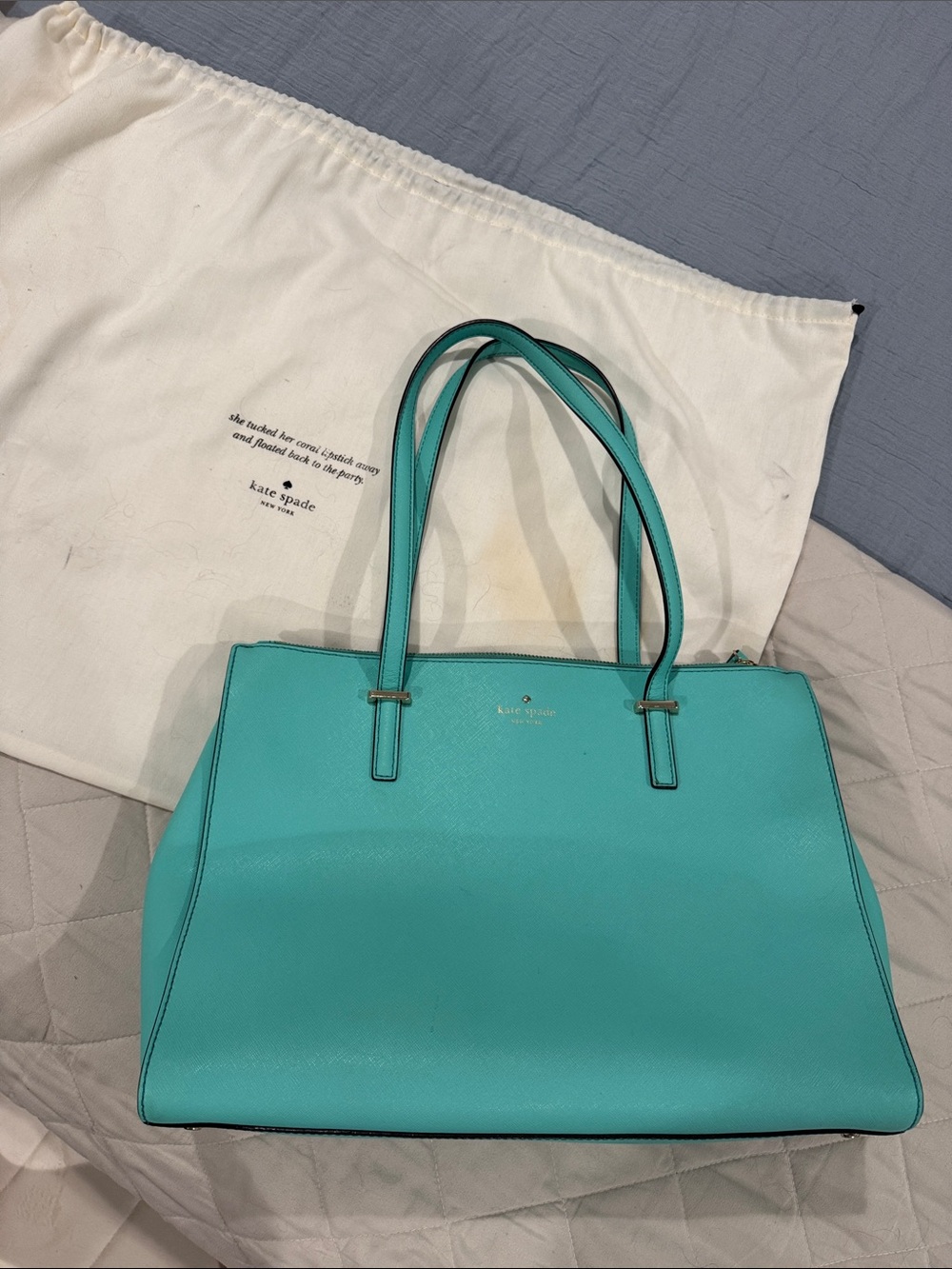 kate spade Turquoise Saffiano Leather Tote